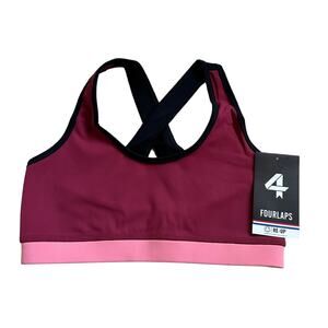 FOURLAPS Infinity Sports Bra Red Velvet Strawberry Black Women's Size Small NWT